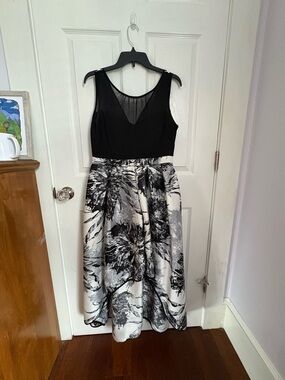 Black & White Floral Fit-and-Flare Dress